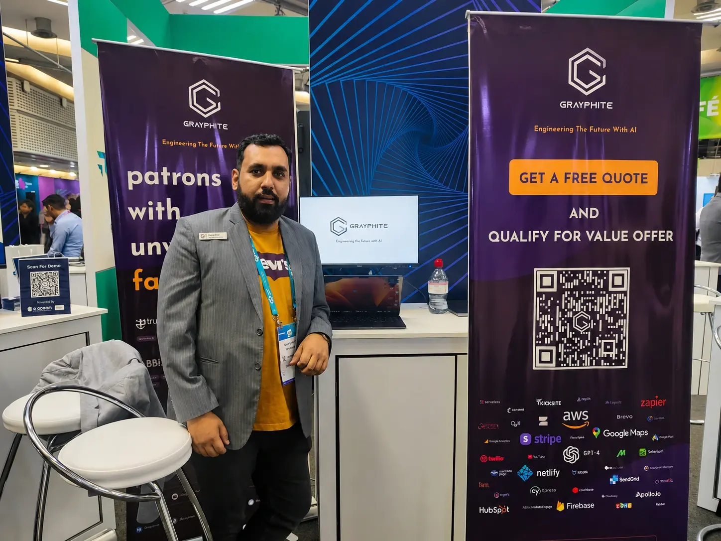 Grayphite representative at the Grayphite stand during London Tech Week 2023