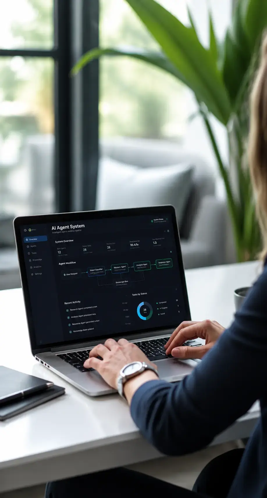 Team collaborating with AI systems and agents