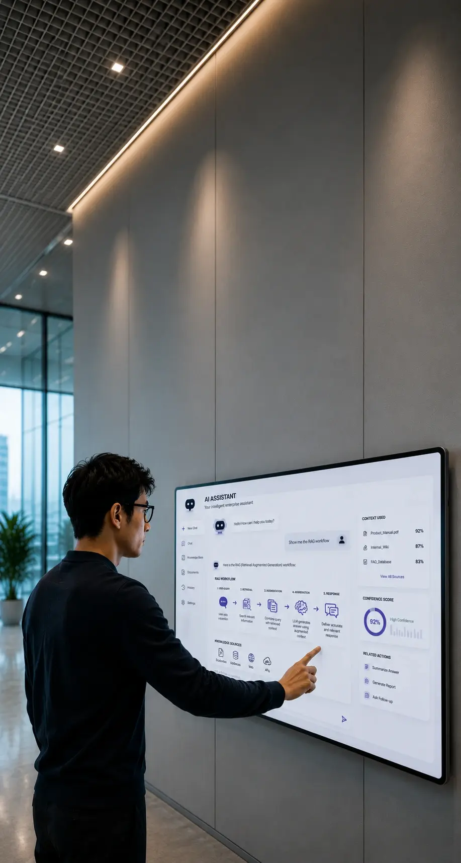Team collaborating with AI systems and agents
